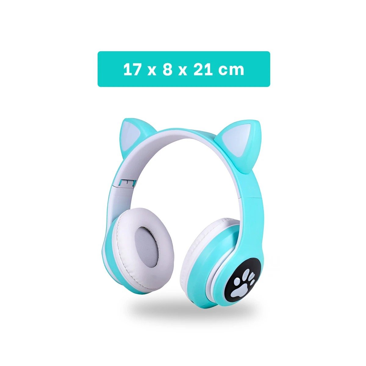 CASCOS WIRELESS TIPO GATO CON LUCES CON HUELLITAS PARA DIVERSION COLOR VERDE Y+LIGAS REGALO - 4