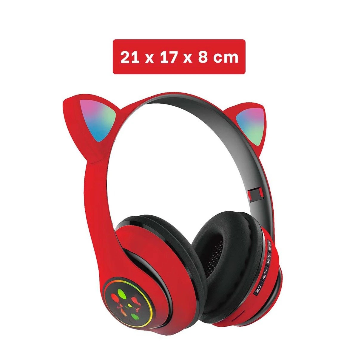PACK2 CASCOS WIRELESS TIPO GATO CON LUCES CON HUELLITAS PARA JUEGOS COLOR ROJO Y+REGALO STICKER - 4
