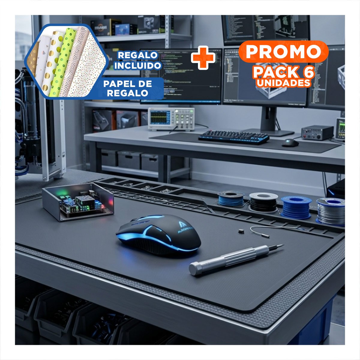PACK6 ACCESORIO NEGRO PARA EQUIPO DE COMPUTO CON NAVEGACION COMODA EN OFICINA Y+PAPEL REGALO - 1