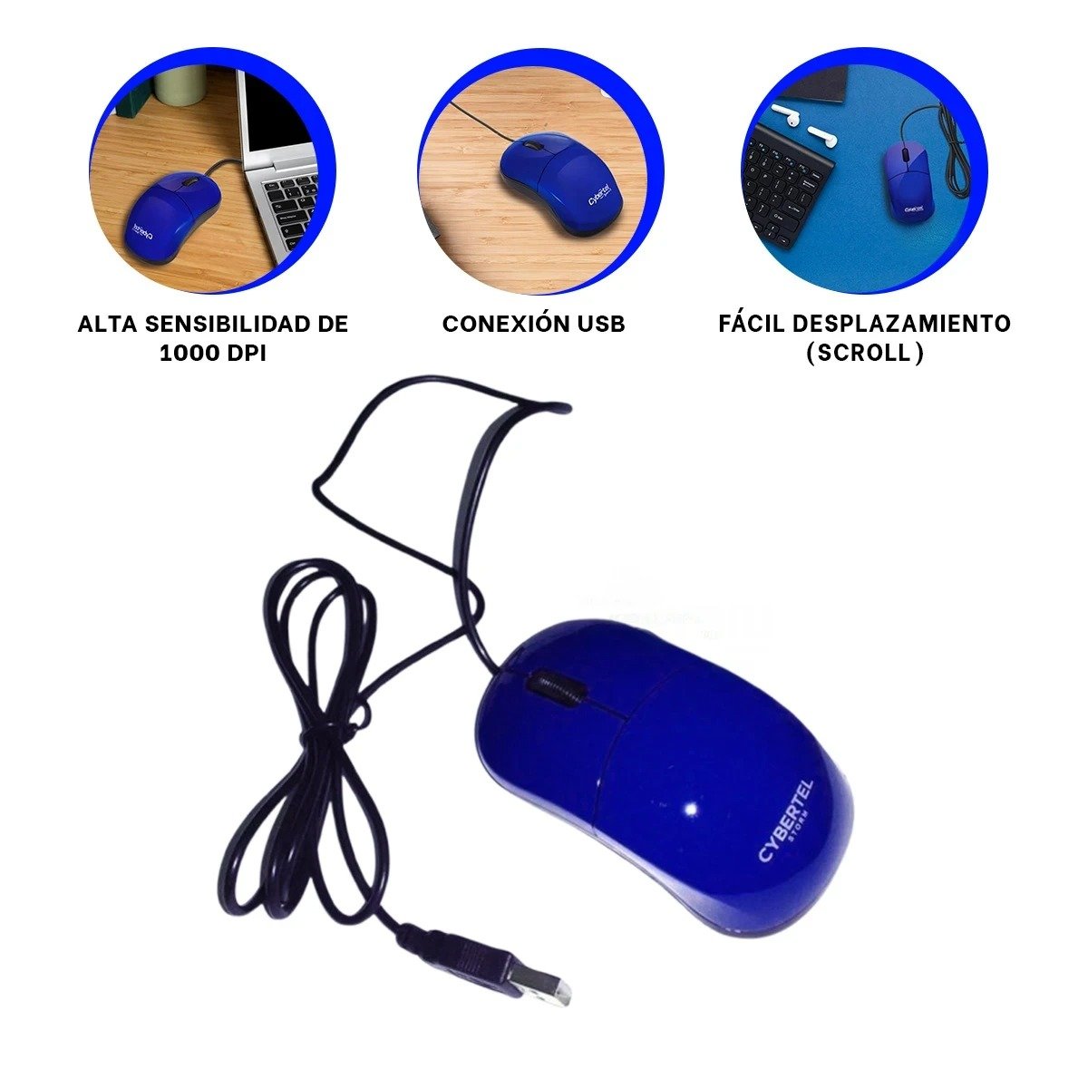 RATÓN AZUL GAMER CON SENSOR PRECISO Y CONECTIVIDAD RAPIDA PARA PC - 3