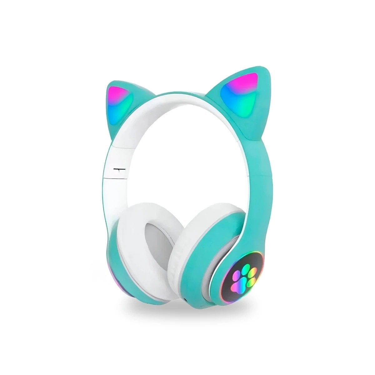 PACK6 HEADSET BLUETOOTH TIPO GATO CON LUCES CON HUELLITAS PARA LLAMADAS VERDE Y+REGALO STICKER - 2