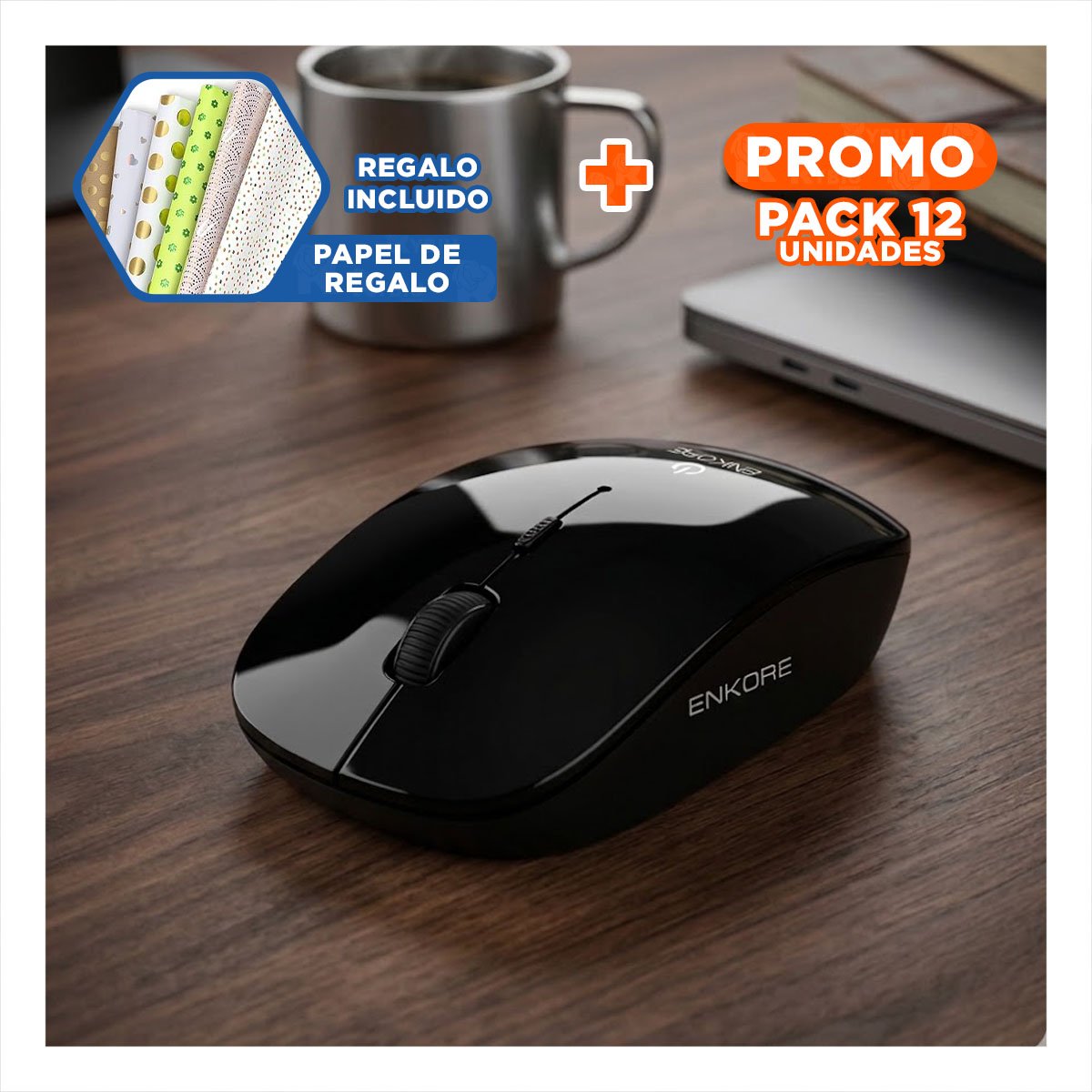 PACK12 ACCESORIO NEGRO PORTATIL CON MOVIMIENTO FLUIDO Y ILUMINACION LED Y+PAPEL REGALO - 1