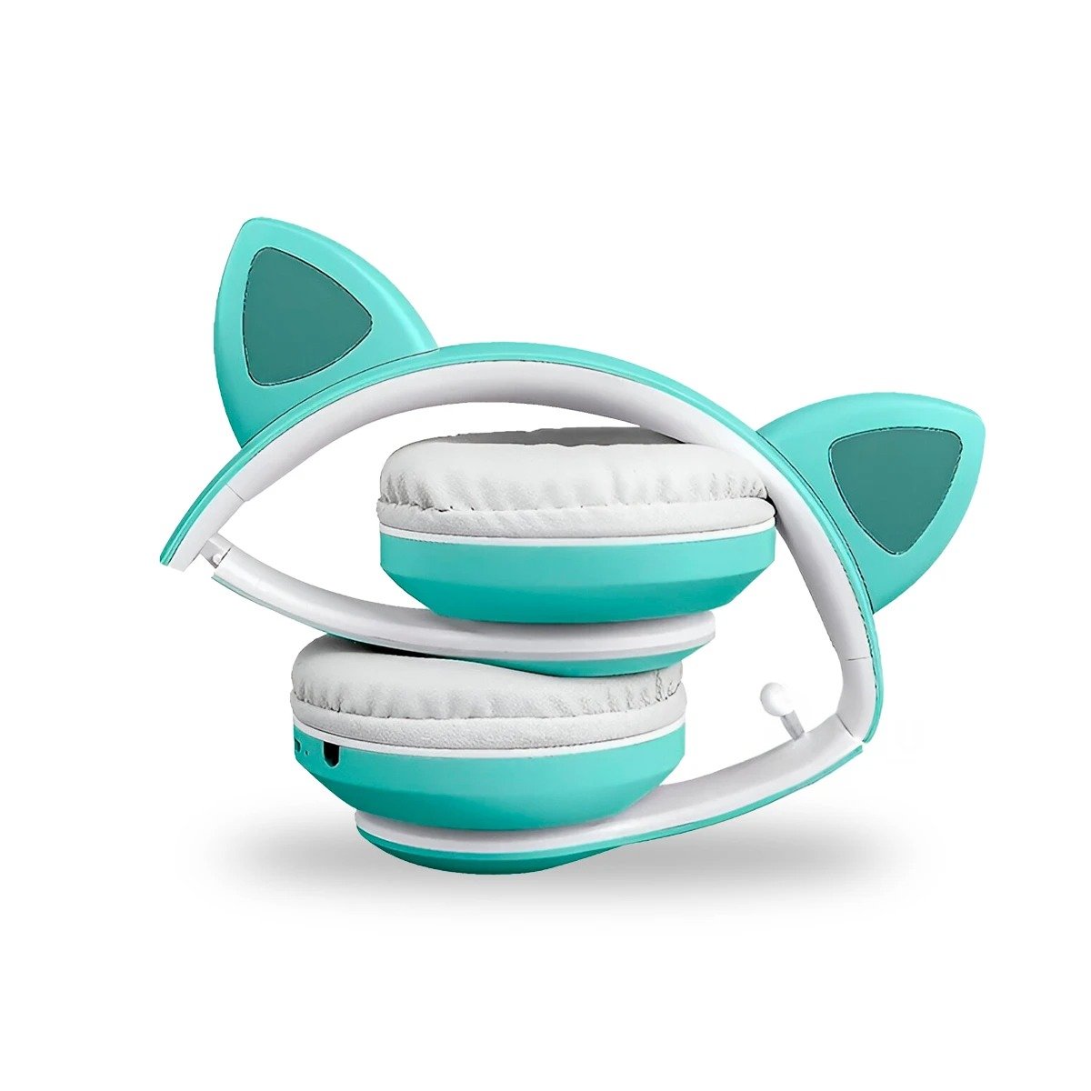 PACK4 AURICULAR STEREO TIPO GATO CON LUCES CON HUELLITAS PARA AUDIO COLOR VERDE Y+PAPEL REGALO - 3