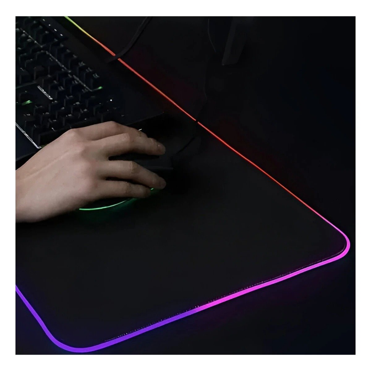 PACK2 ALFOMBRILLA GAMER RGB CON LUCES LED TECNOLOGIA MODERNA PARA PC Y+PAPEL REGALO - 5