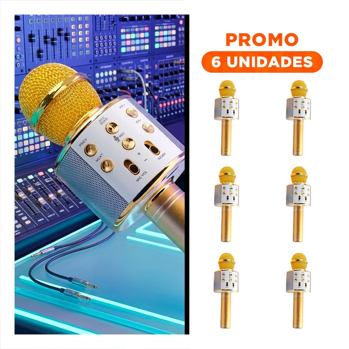 PACK6 EQUIPO DORADO INALAMBRICO PORTATIL CON SONIDO NÍTIDO Y MICROFONO Y+REGALO STICKER - 1