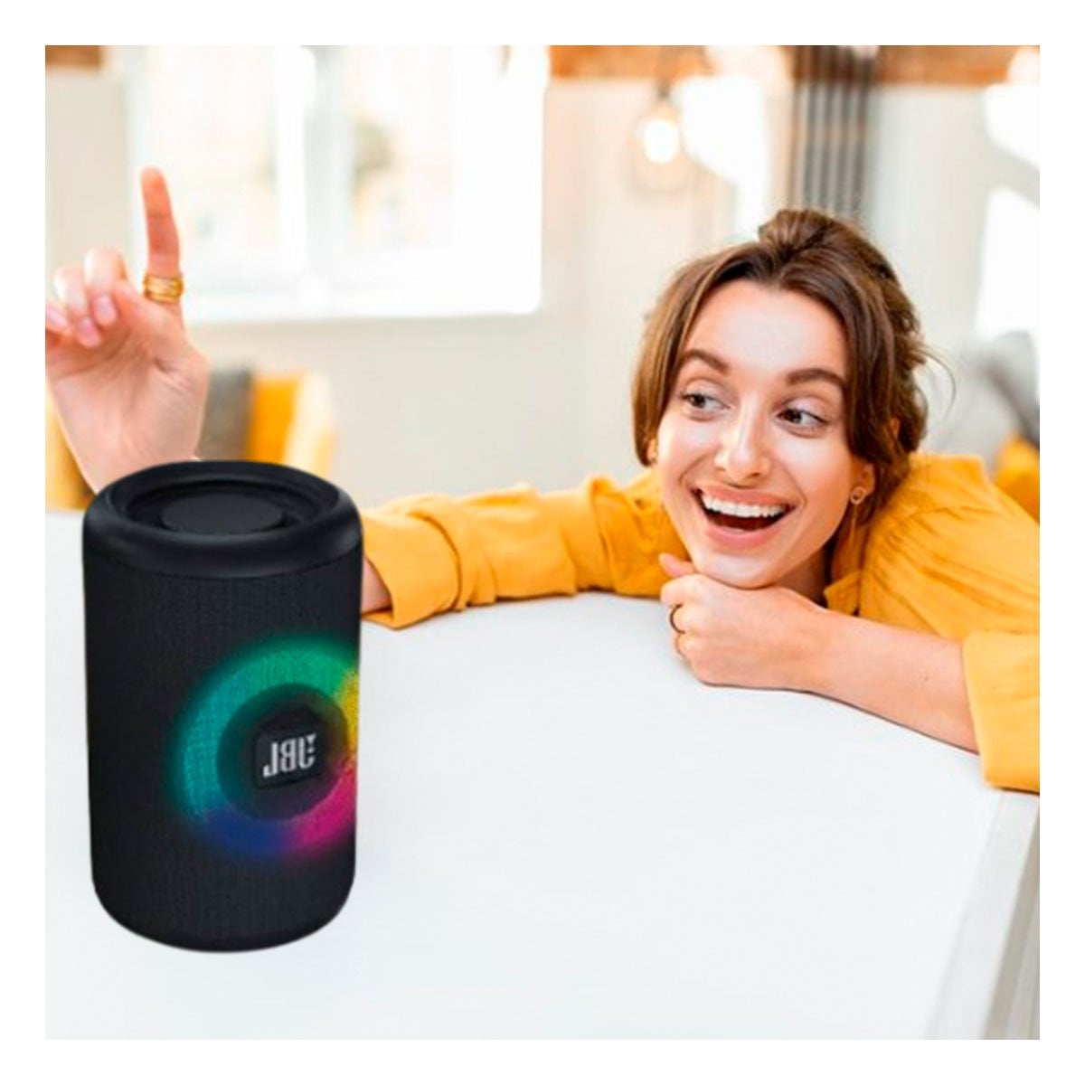SPEAKER COMPACTO NEGRO CON SONIDO CLARO PARA MUSICA Y+LIGAS REGALO - 1
