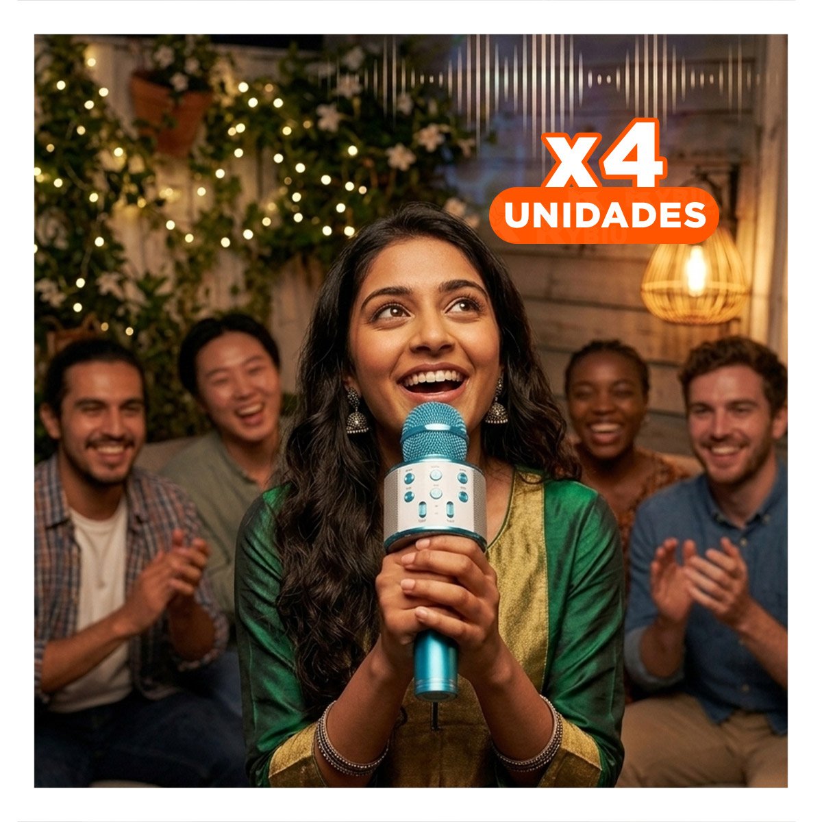 PACK4 SISTEMA DE AUDIO BLUETOOTH AZUL CON USO PORTATIL PARA KARAOKE Y+PAPEL REGALO - 1