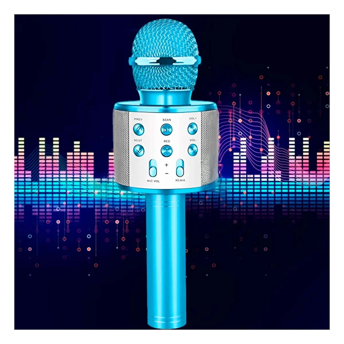 PACK4 SISTEMA DE AUDIO BLUETOOTH AZUL CON USO PORTATIL PARA KARAOKE Y+PAPEL REGALO - 5