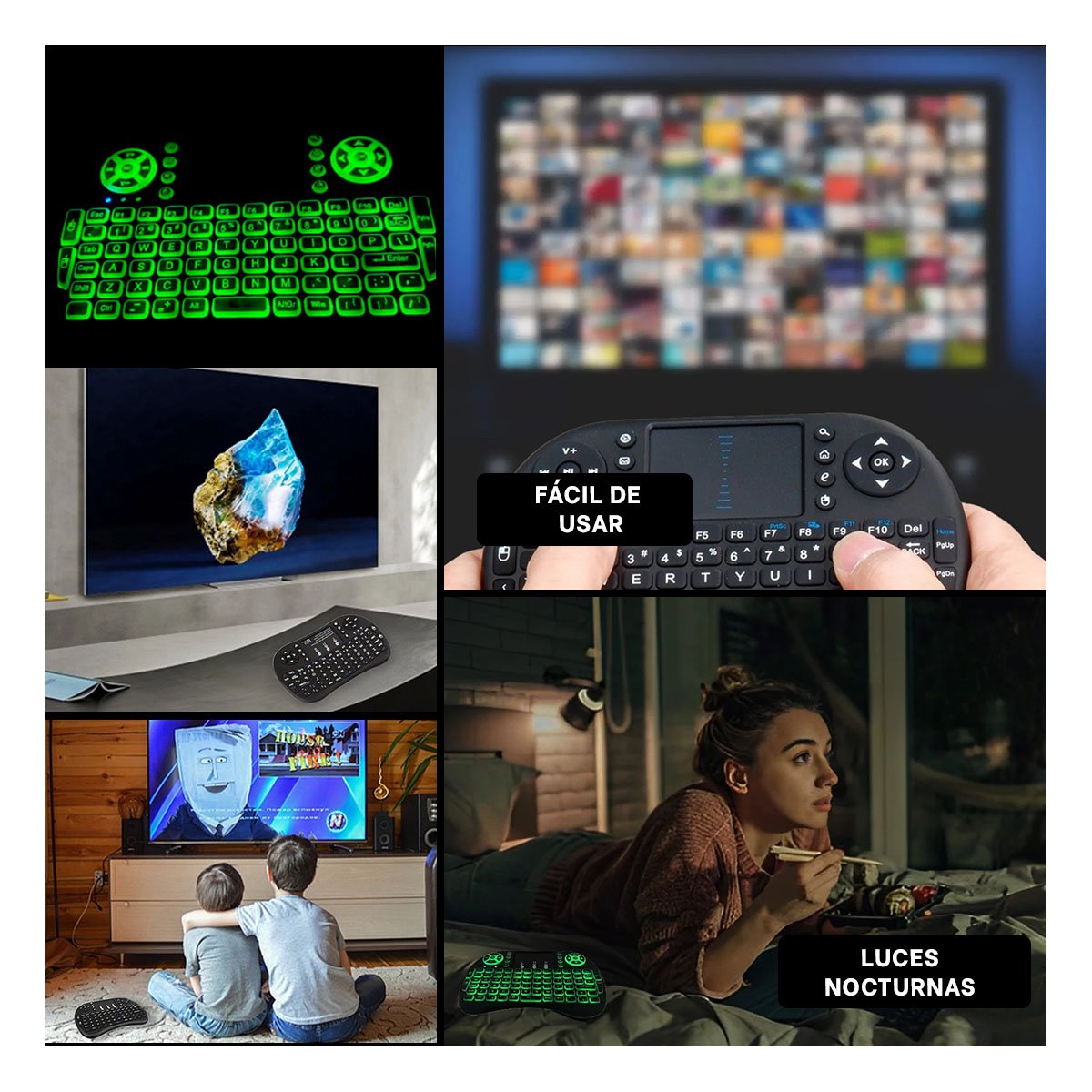 PACK4 TECLADO INALAMBRICO NEGRO PORTATIL CON SENSOR PRECISO Y LUCES INTEGRADAS Y+REGALO STICKER - 2