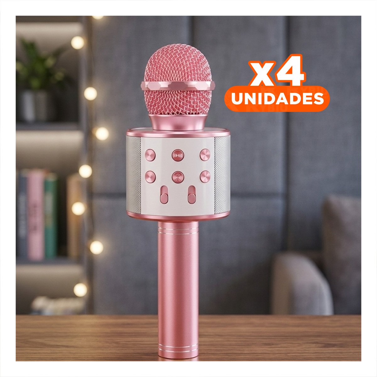 PACK4 SISTEMA DE AUDIO BLUETOOTH ORO ROSADO CON USO MOVIL PARA KARAOKE Y+REGALO STICKER - 1