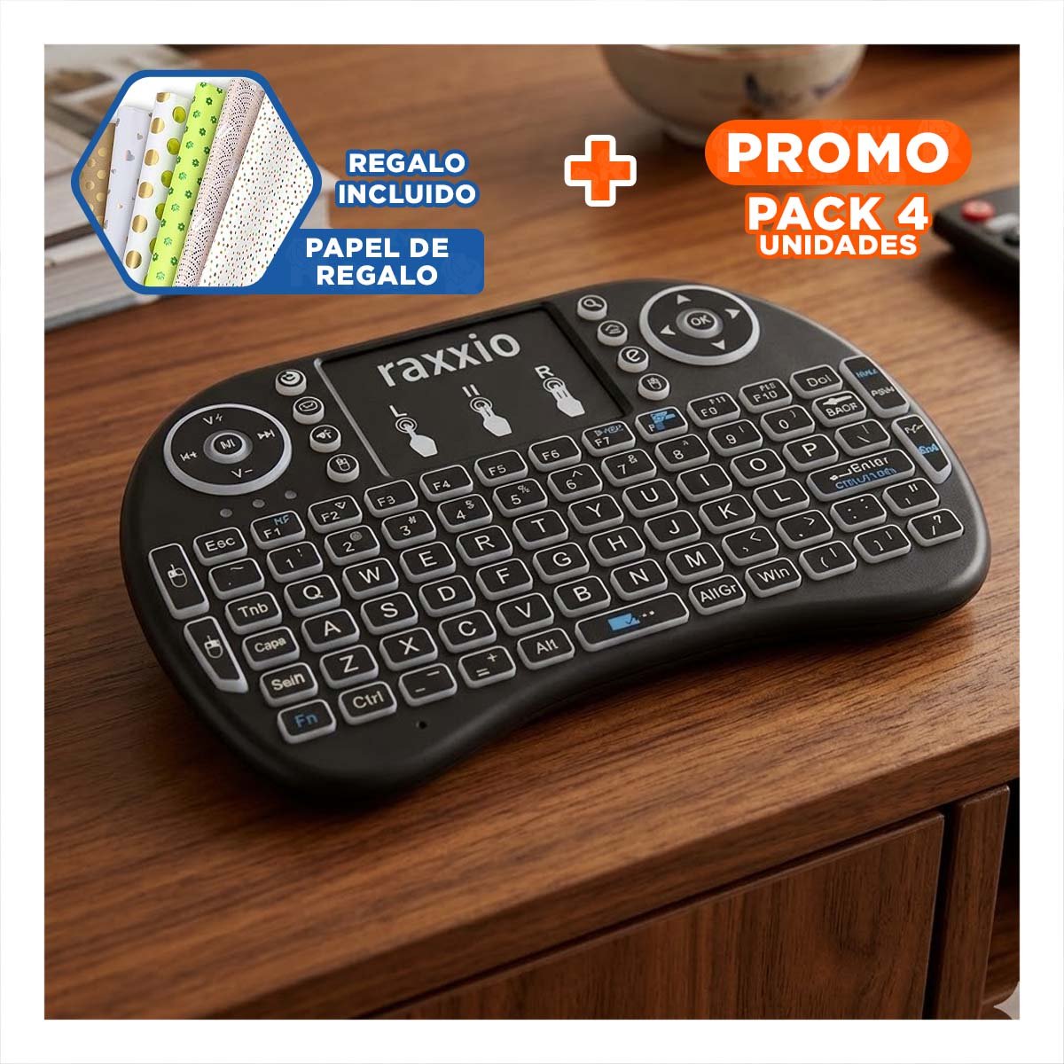 PACK4 MINI CONTROL TOUCH CON CONECTIVIDAD RAPIDA Y DISEÑO MODERNO PARA PC Y+PAPEL REGALO - 1