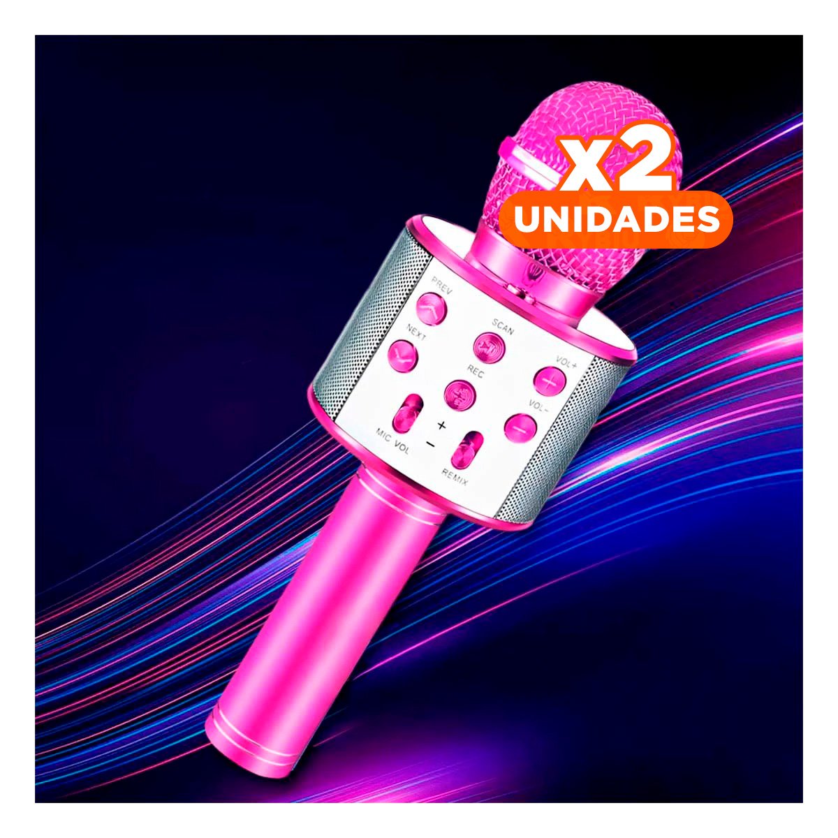 PACK2 MICROFONO BLUETOOTH FUCSIA ROSA CON AUDIO CLARO PARA KARAOKE Y MUSICA - 1