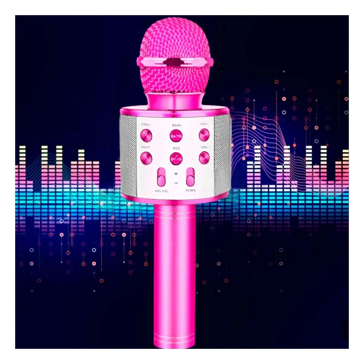 PACK2 MICROFONO BLUETOOTH FUCSIA ROSA CON AUDIO CLARO PARA KARAOKE Y MUSICA - 3