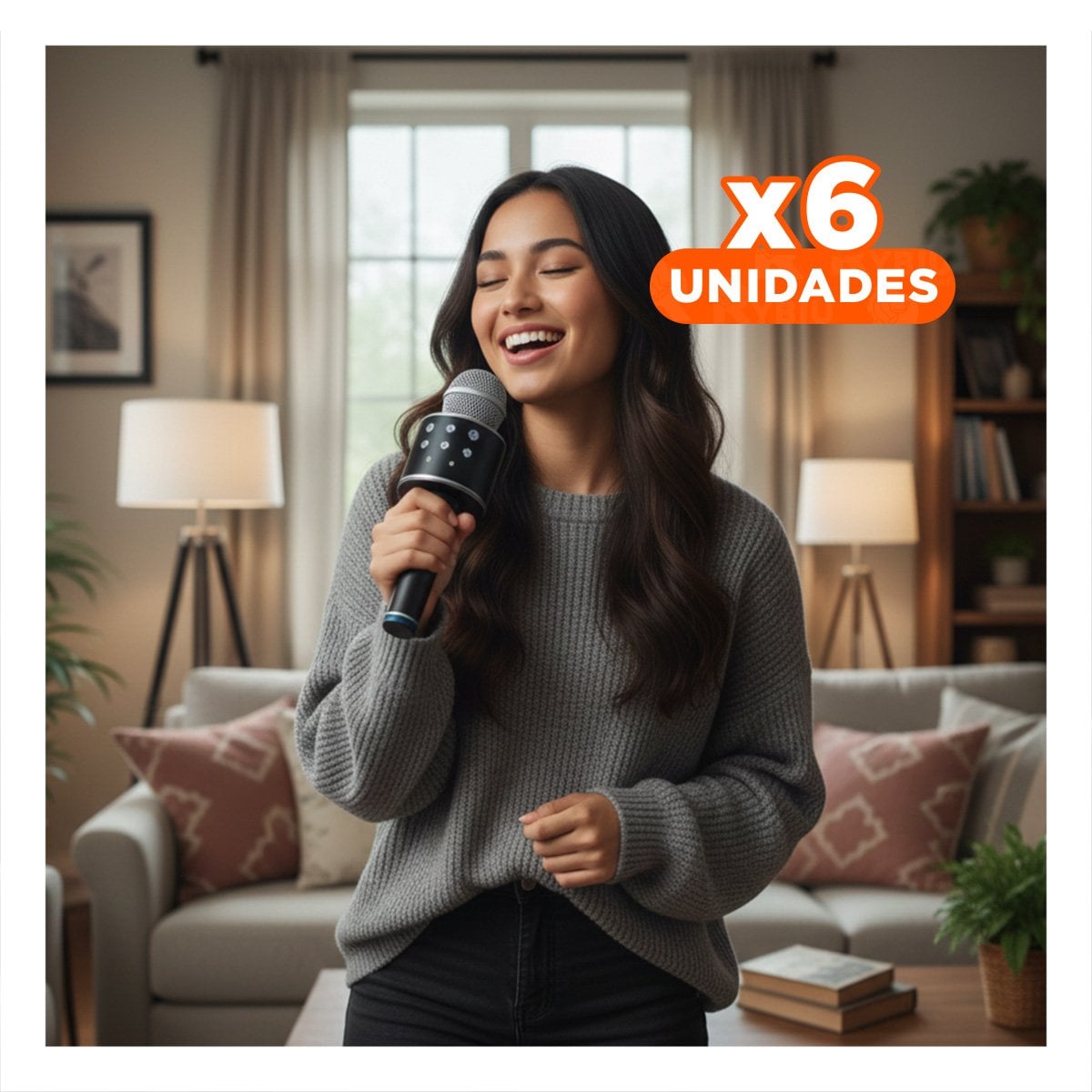 PACK6 PARLANTE PROFESIONAL BLUETOOTH PARA KARAOKE Y USO EN HOGAR COLOR NEGRO Y+PAPEL REGALO - 1