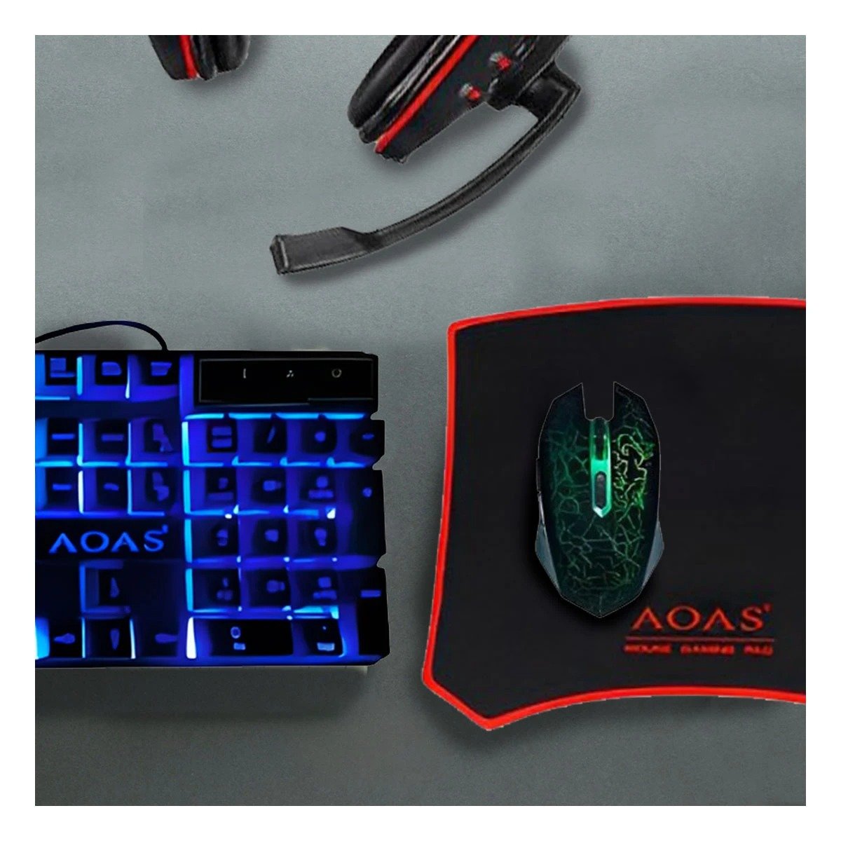 PACK4 KIT GAMER SUPREME 4 EN 1 CON LUCES PARA ESCRITORIO Y HOGAR Y+PAPEL REGALO - 2