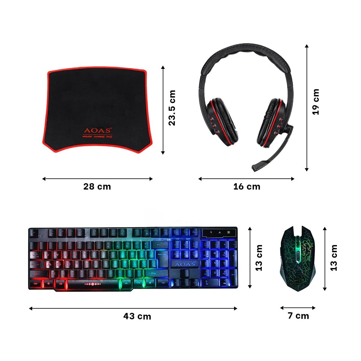PACK4 KIT GAMER SUPREME 4 EN 1 CON LUCES PARA ESCRITORIO Y HOGAR Y+PAPEL REGALO - 4