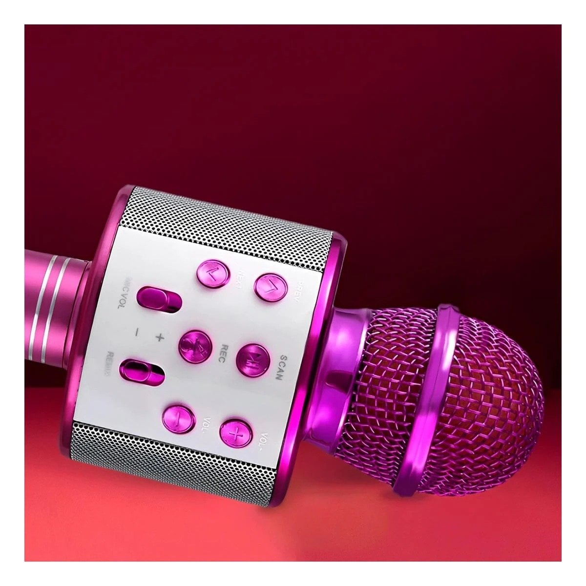 PACK4 MICROFONO BLUETOOTH ROSA CON PARLANTE INTEGRADO PARA KARAOKE EN CASA Y+REGALO STICKER - 5