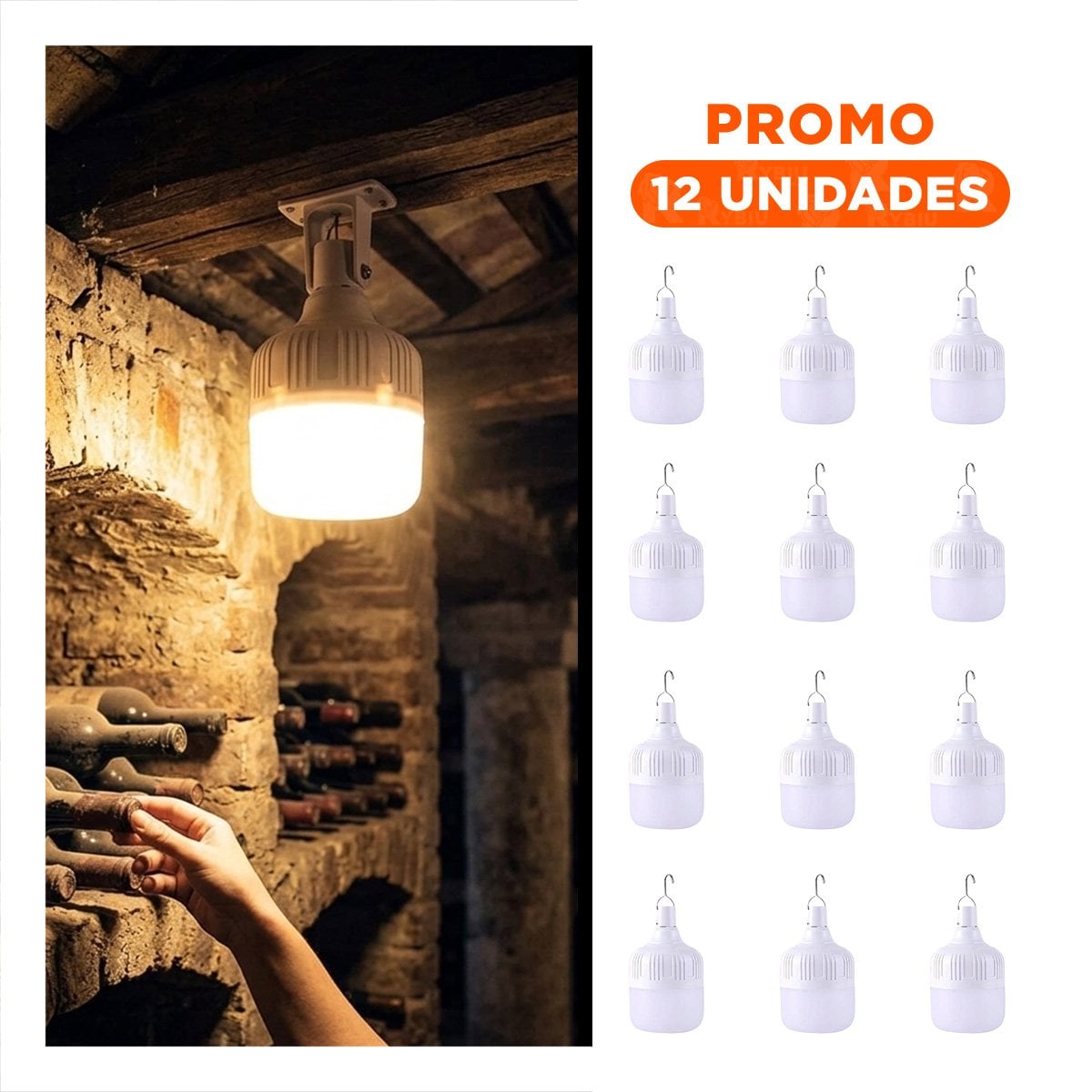 PACK12 ILUMINACION LED RECARGABLE CON LUZ POTENTE Y CONTROL REMOTO PARA SALA Y+REGALO STICKER - 1