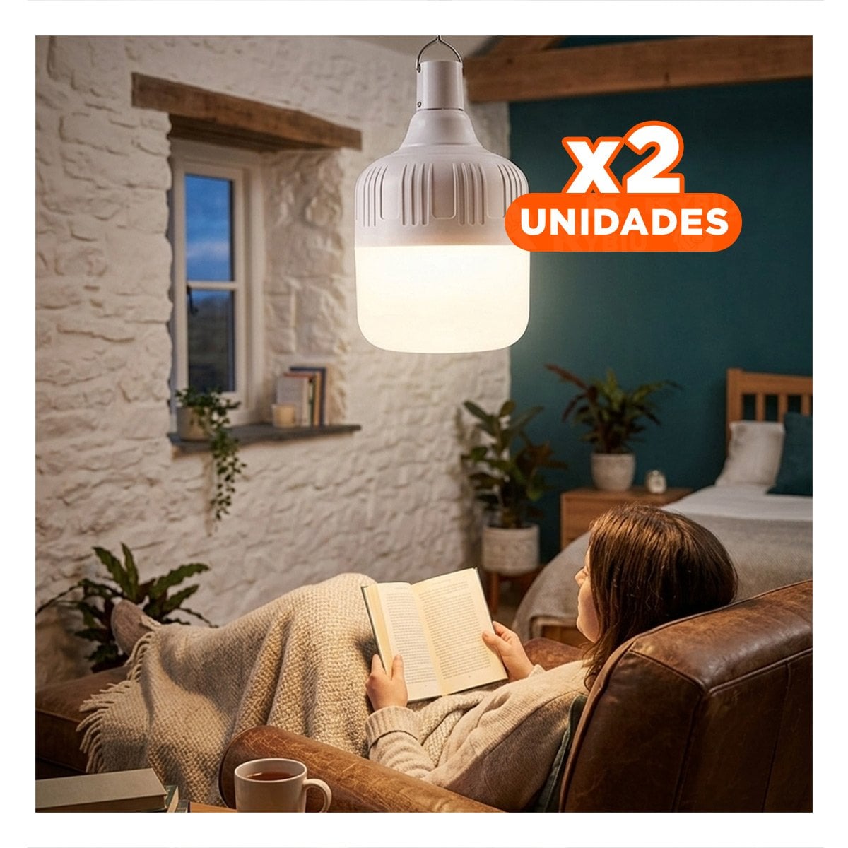 PACK2 FARO LED RECARGABLE CON LUZ Y PORTATIL PARA EXTERIOR Y CASA Y+REGALO STICKER - 1