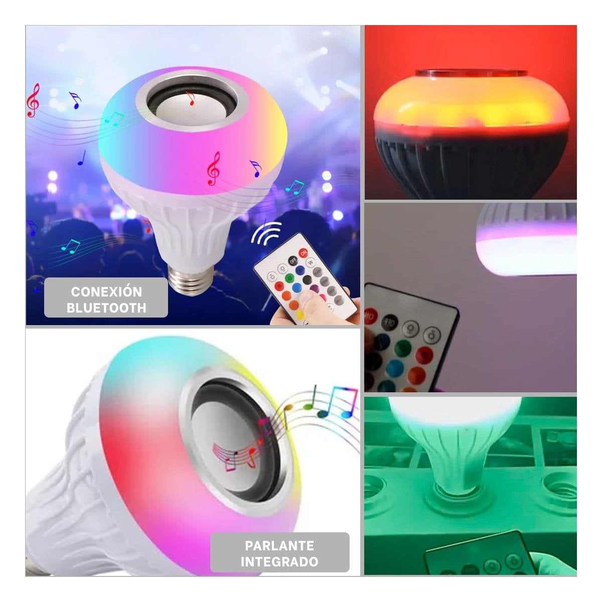 PACK4 ILUMINACION LED MUSICAL BLUETOOTH CON SONIDO Y EFECTOS DE LUZ PARA SALA Y+REGALO STICKER - 2