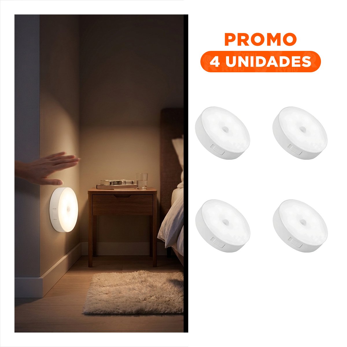 PACK4 ILUMINACION CON SENSOR CON ACTIVACION POR MOVIMIENTO BLANCO Y+REGALO STICKER - 1