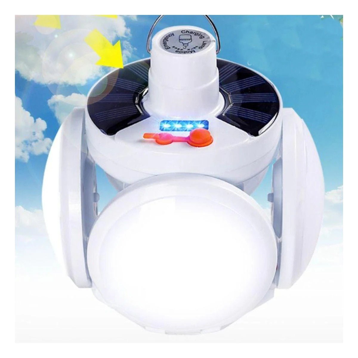 PACK2 BOMBILLA LED RECARGABLE CON PANEL SOLAR CON LUZ BRILLANTE PARA SALA - 3