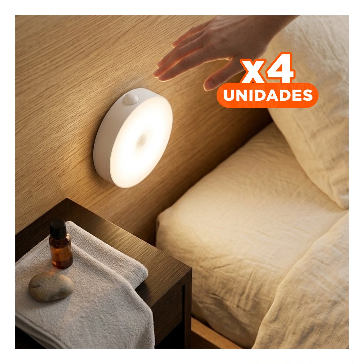 PACK4 FOCO CON SENSOR CON LUZ AUTOMATICA BLANCO PARA HOGAR - 1