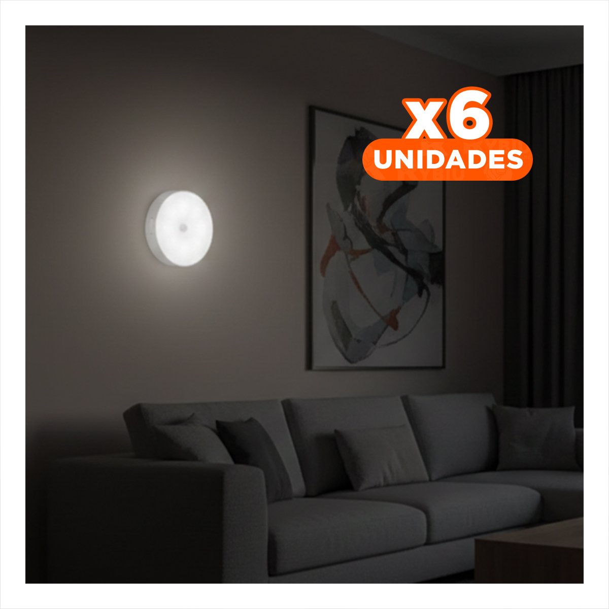 PACK6 ILUMINACION CON SENSOR CON ENCENDIDO INSTANTANEO COLOR BLANCO PARA SALA Y+REGALO STICKER - 1