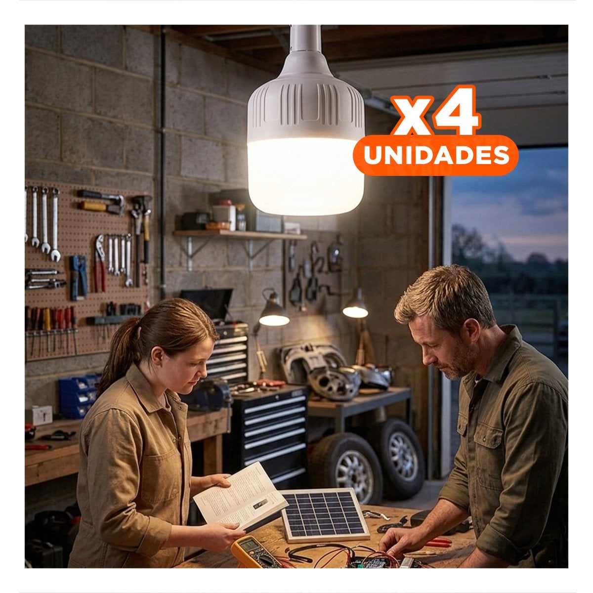 PACK4 FOCO LED RECARGABLE CON LUZ POTENTE Y ENCENDIDO FACIL PARA SALA - 1