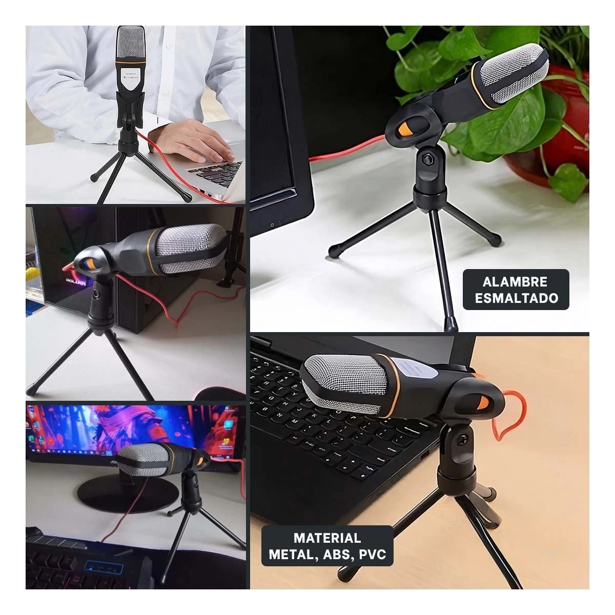 PACK2 SISTEMA DE AUDIO PARA PC CON TRIPODE NEGRO PARA PODCAST Y REUNIONES Y+PAPEL REGALO - 3