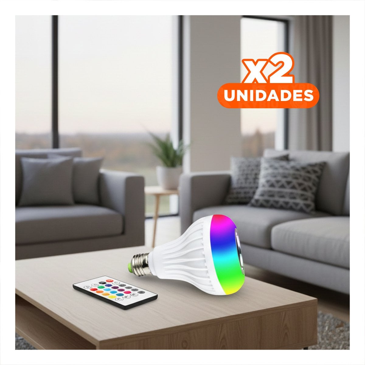 PACK2 FARO LED MUSICAL BLUETOOTH CON LUCES COLORIDAS Y SONIDO INTEGRADO Y+REGALO STICKER - 1
