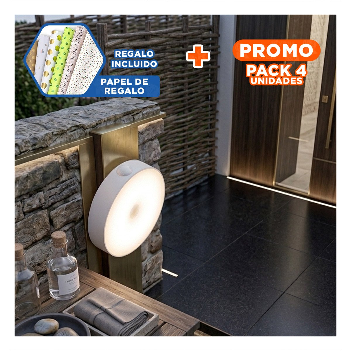 PACK4 BOMBILLA CON SENSOR CON ENCENDIDO RAPIDO COLOR BLANCO PARA SALA Y+PAPEL REGALO - 1