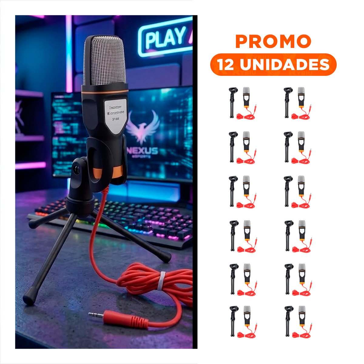 PACK12 SISTEMA DE GRABACION PARA PC CON TRIPODE NEGRO PARA VOZ CLARA Y+REGALO STICKER - 1