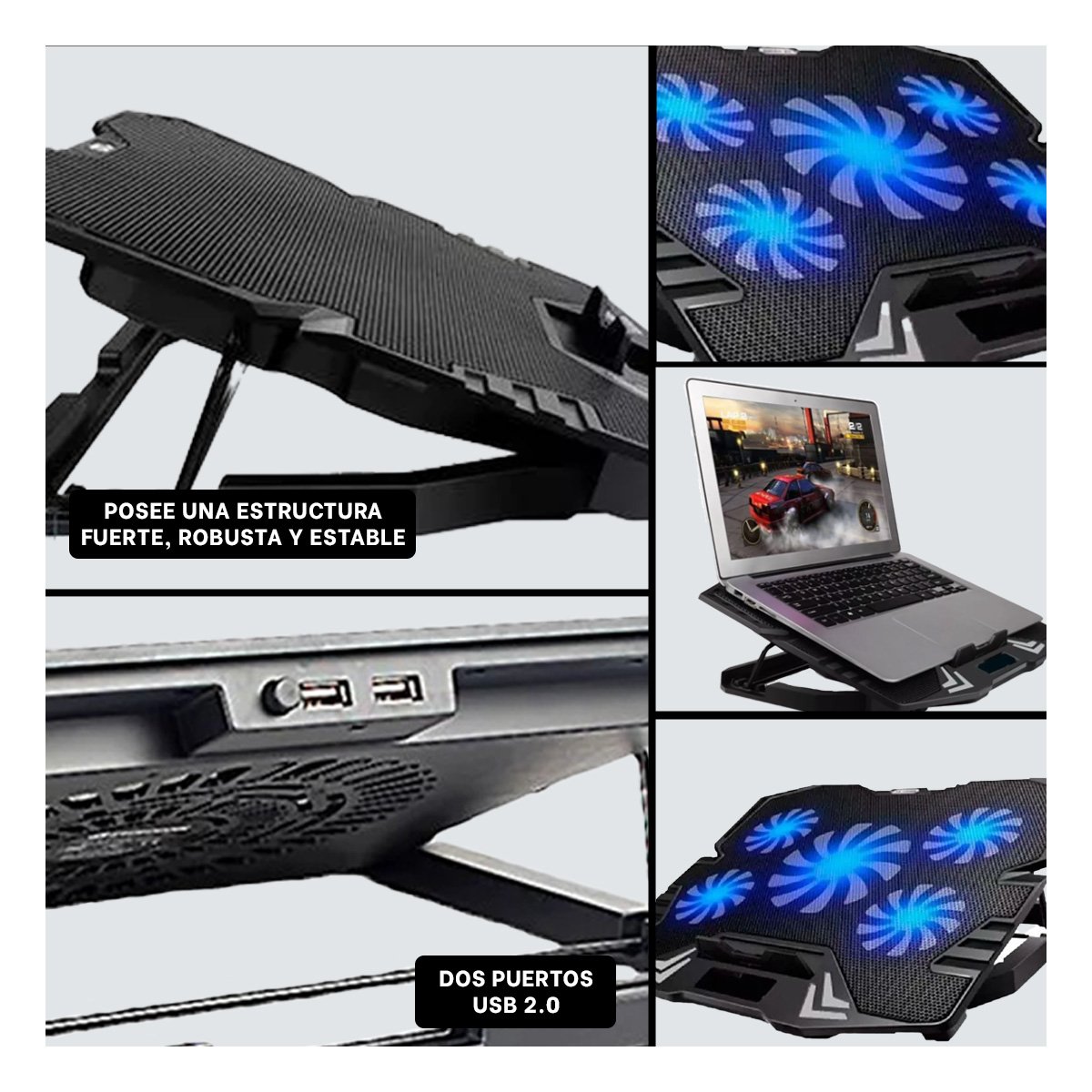 PACK4 SOPORTE ERGONOMICO PARA LAPTOP COLOR NEGRO CON INCLINACION AJUSTABLE Y+REGALO STICKER - 2