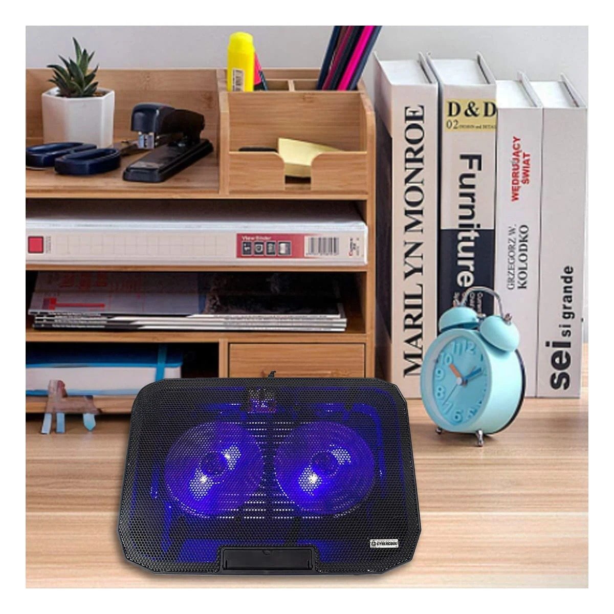 PACK6 COOLER MODERNO PARA LAPTOP 2 VENTILADORES CON DISENO LIGERO COLOR NEGRO - 5