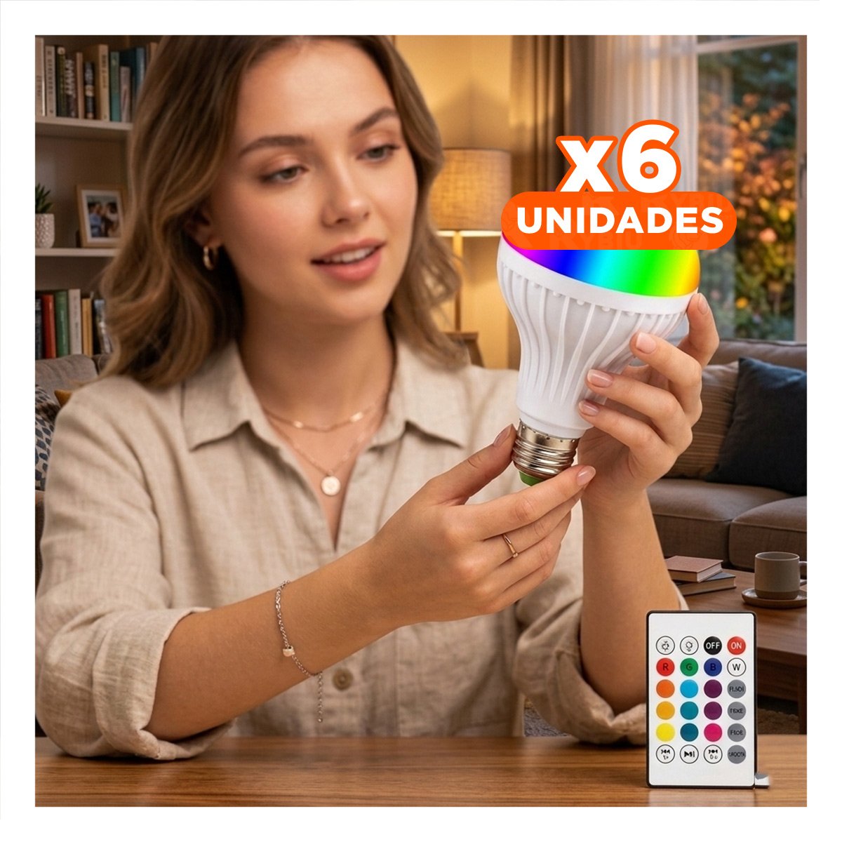 PACK6 ILUMINACION LED MUSICAL BLUETOOTH CON LUCES GIRATORIAS Y SONIDO Y+REGALO STICKER - 1