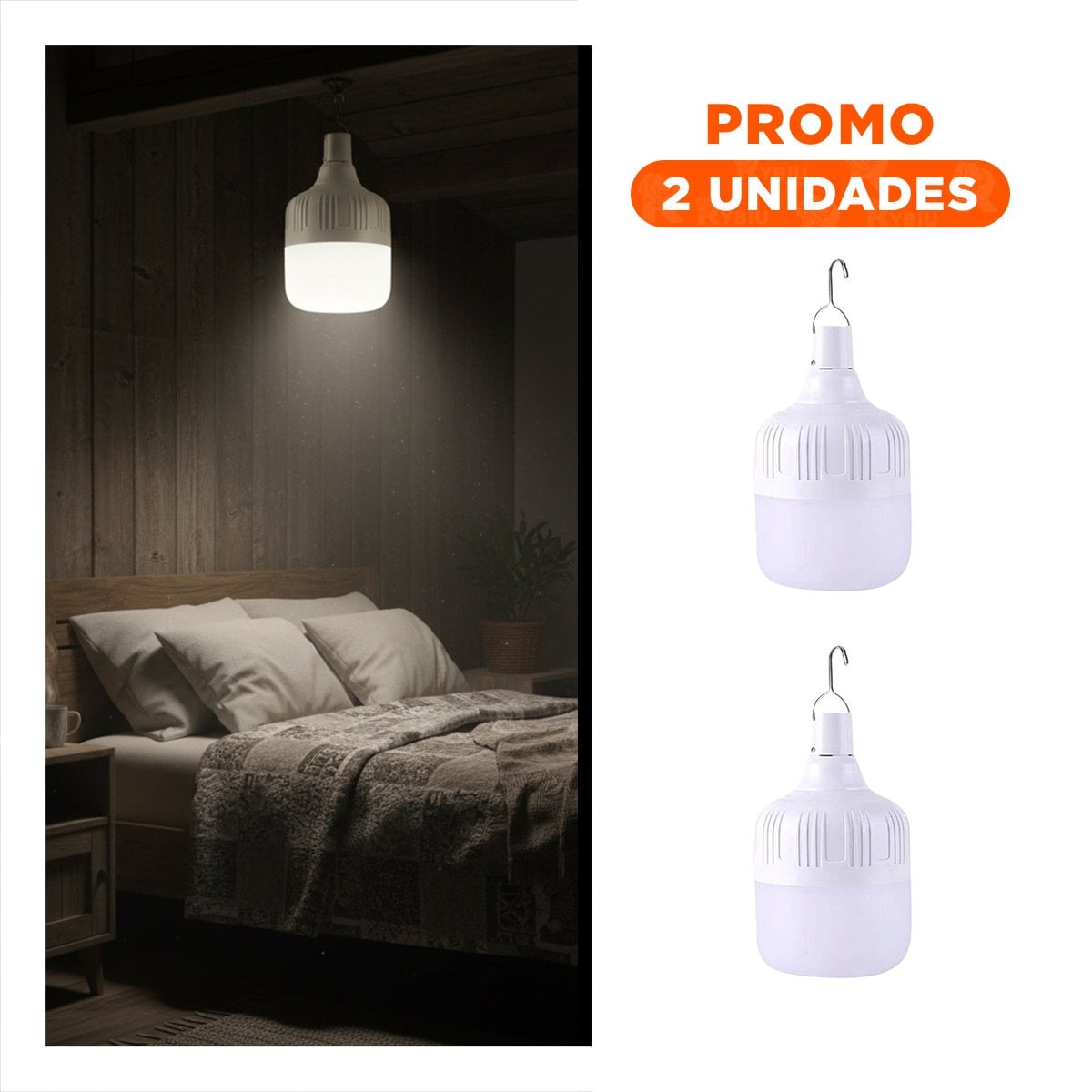 PACK2 BOMBILLA LED RECARGABLE CON LUZ REGULABLE Y FUNCIONAMIENTO RAPIDO PARA SALA - 1