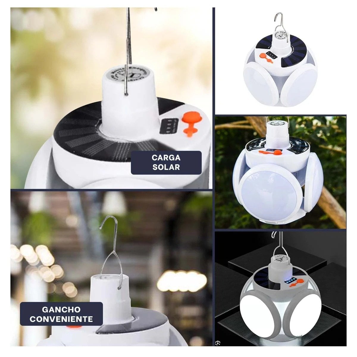 PACK2 ILUMINACION LED RECARGABLE CON PANEL SOLAR CON LUZ AJUSTABLE PARA CASA Y+PAPEL REGALO - 3
