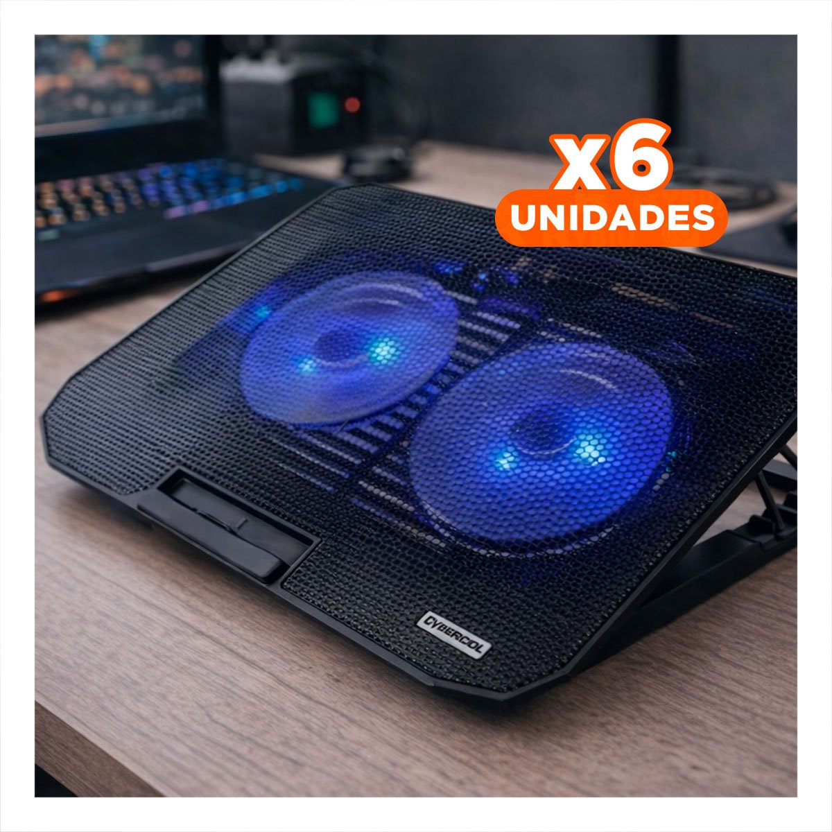 PACK6 SOPORTE AJUSTABLE PARA LAPTOP 2 VENTILADORES CON VENTILACION COLOR NEGRO Y+REGALO STICKER - 1