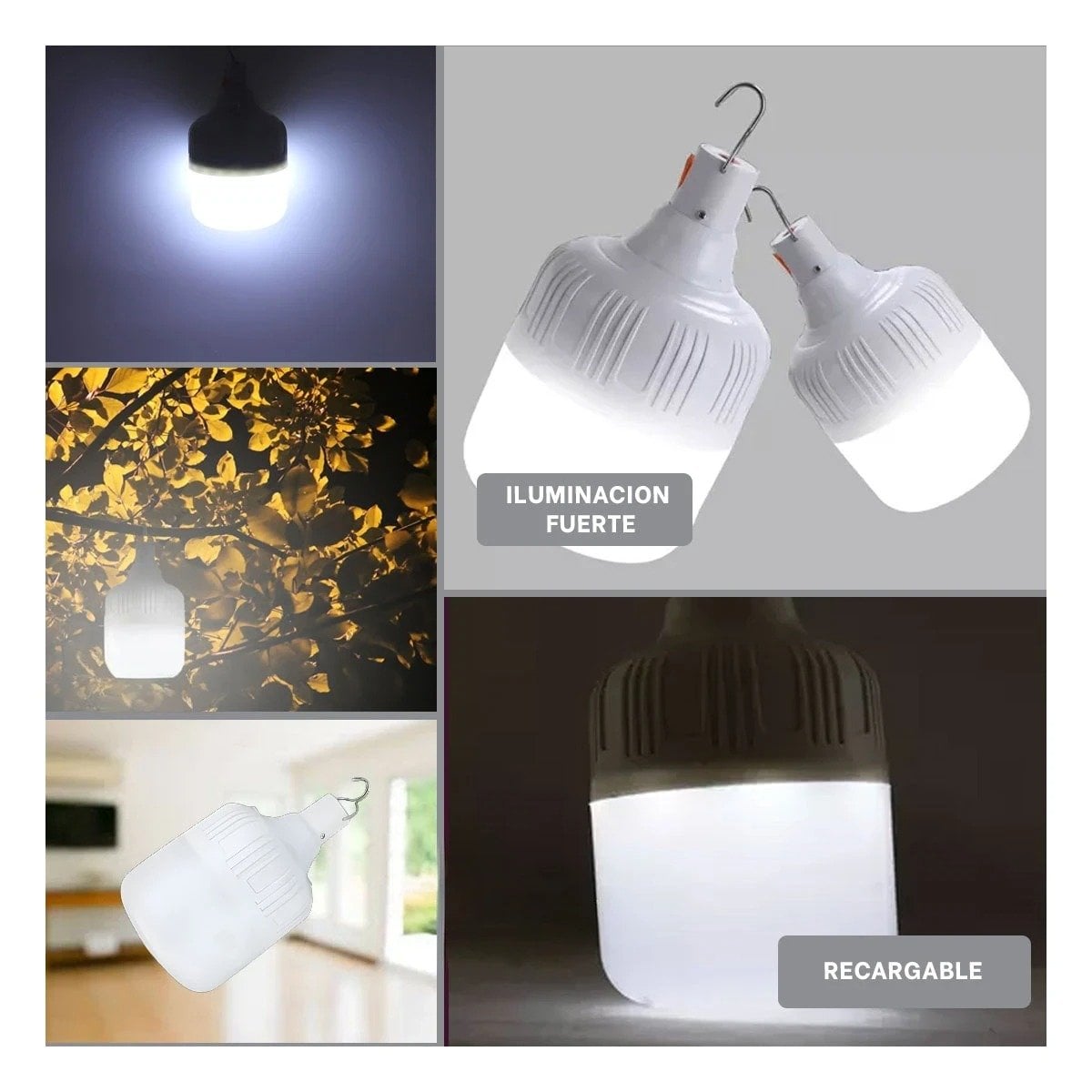 PACK12 BOMBILLA LED RECARGABLE CON LUZ REGULABLE Y FUNCIONAMIENTO DURADERO Y+PAPEL REGALO - 2