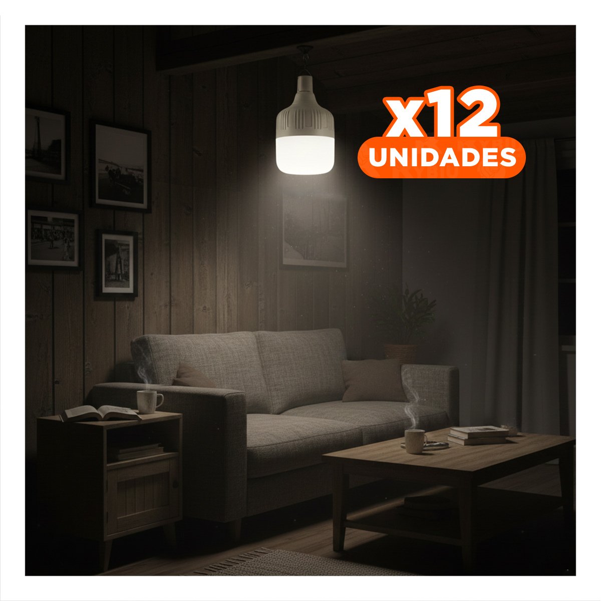 PACK12 FOCO LED RECARGABLE CON LUZ Y USO FACIL PARA DORMITORIO - 1
