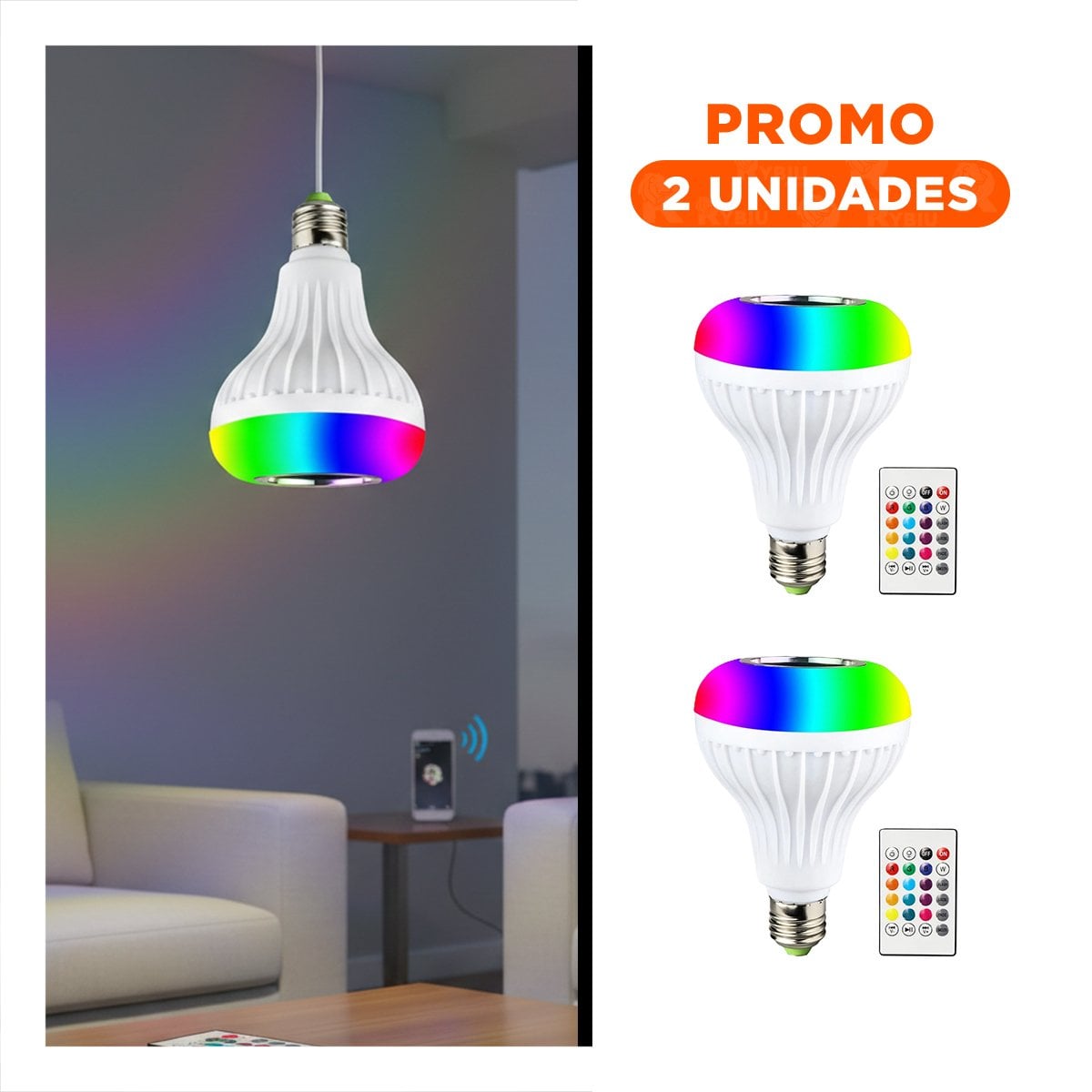 PACK2 BOMBILLA LED MUSICAL BLUETOOTH CON SONIDO Y LUCES LED PARA DECORACION - 1