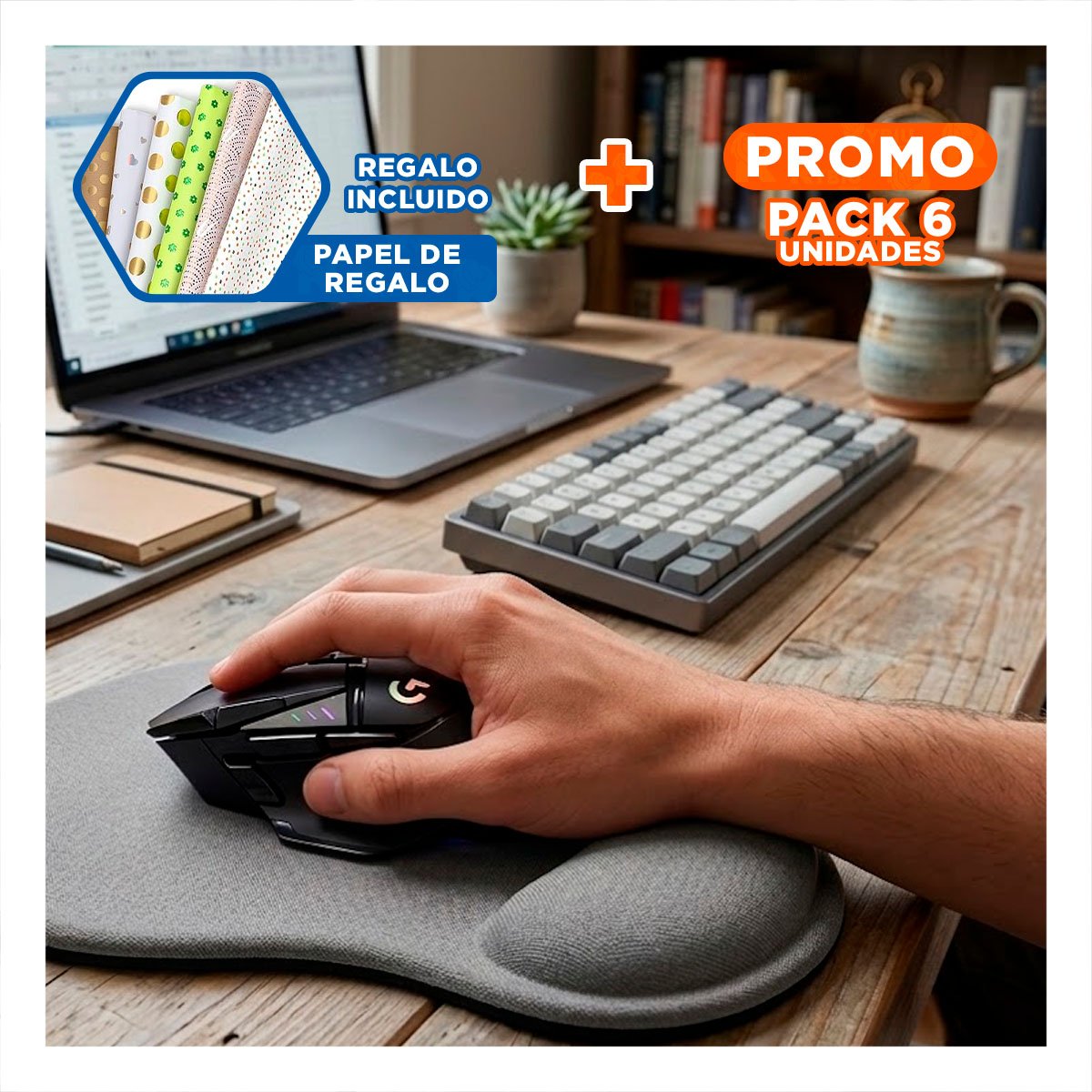 PACK6 BASE GEL COMPACTA GRIS CON ESTILO MODERNO Y SUPERFICIE SUAVE Y+PAPEL REGALO - 1