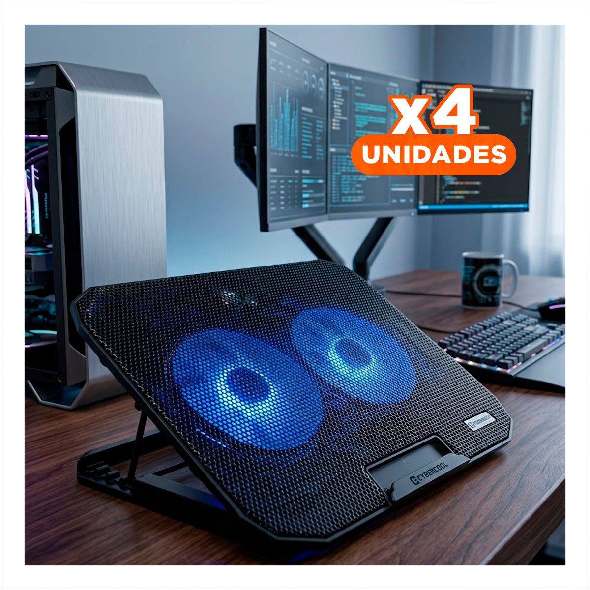 PACK4 COOLER PROFESIONAL PARA LAPTOP 2 VENTILADORES NEGRO CON CIRCULACION EFICIENTE - 1