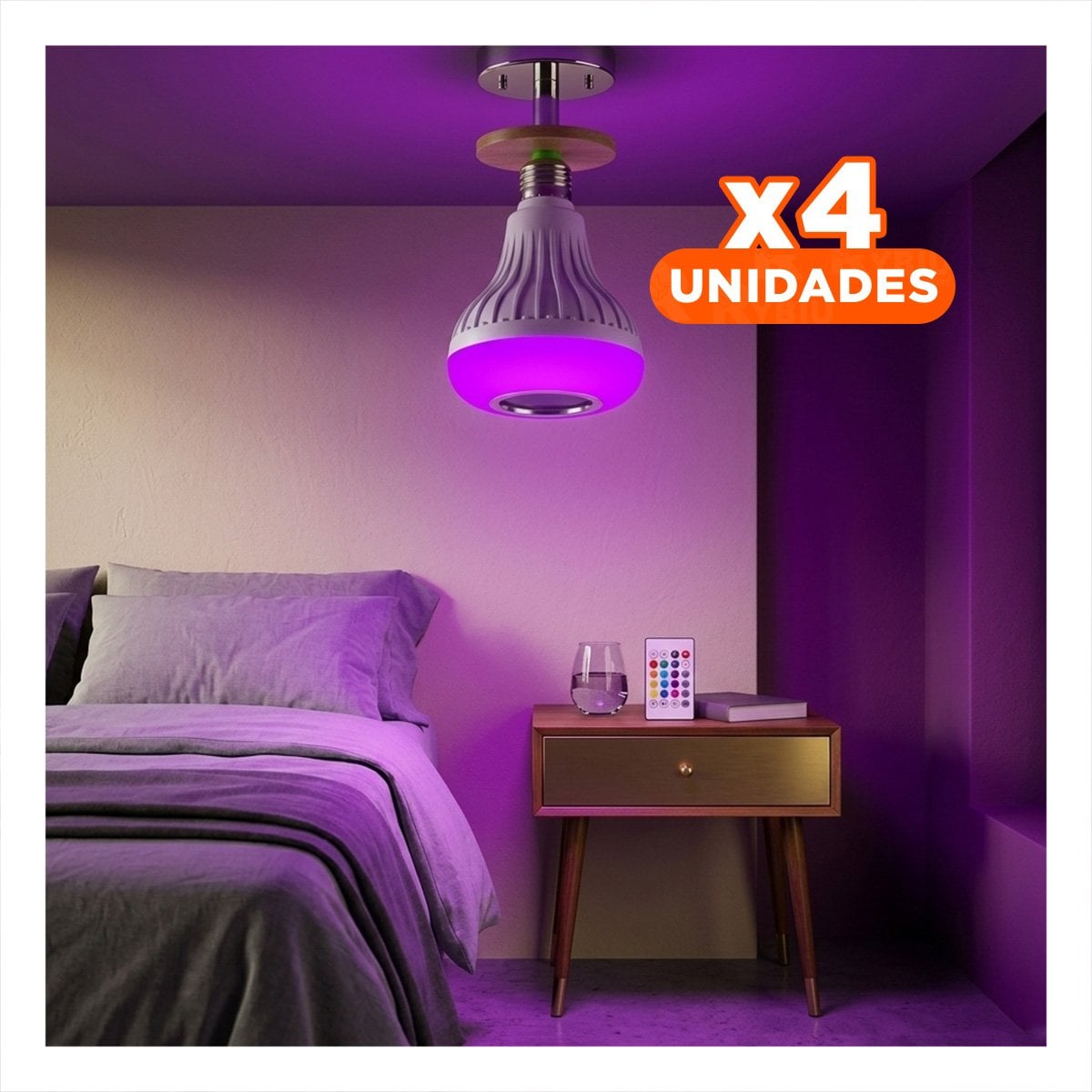 PACK4 FOCO LED MUSICAL BLUETOOTH CON SONIDO Y LUCES GIRATORIAS PARA FIESTA - 1