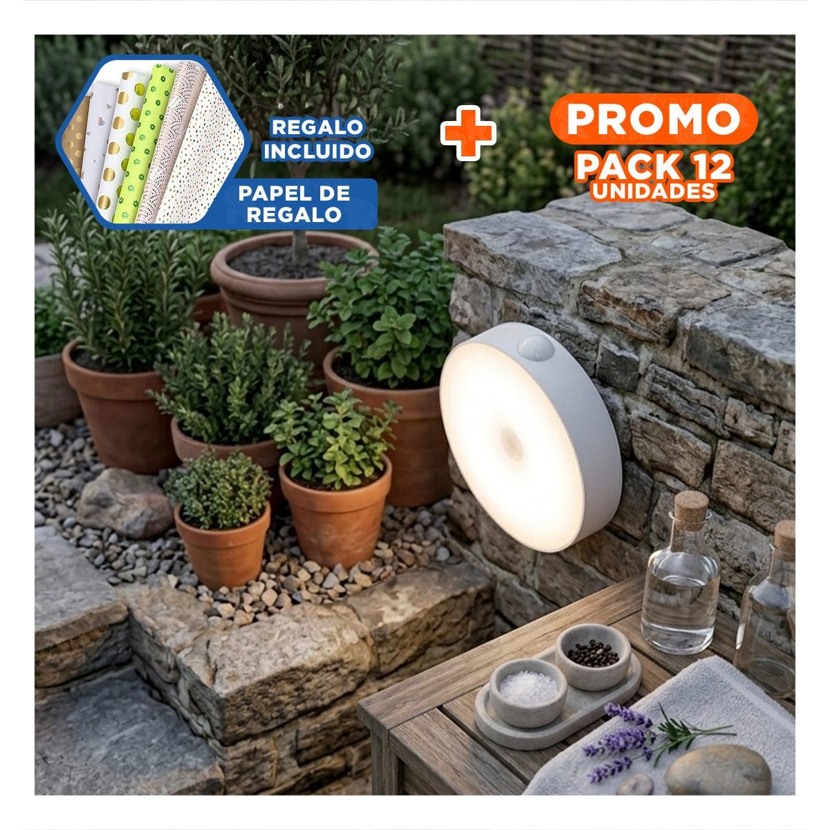 PACK12 BOMBILLA CON SENSOR CON FUNCIONAMIENTO RAPIDO COLOR BLANCO PARA TERRAZA Y+PAPEL REGALO - 1