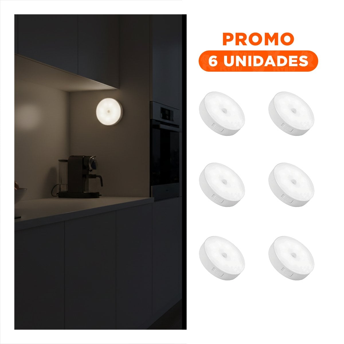 PACK6 FOCO CON SENSOR CON FUNCIONAMIENTO AUTOMATICO COLOR BLANCO PARA DORMITORIO - 1