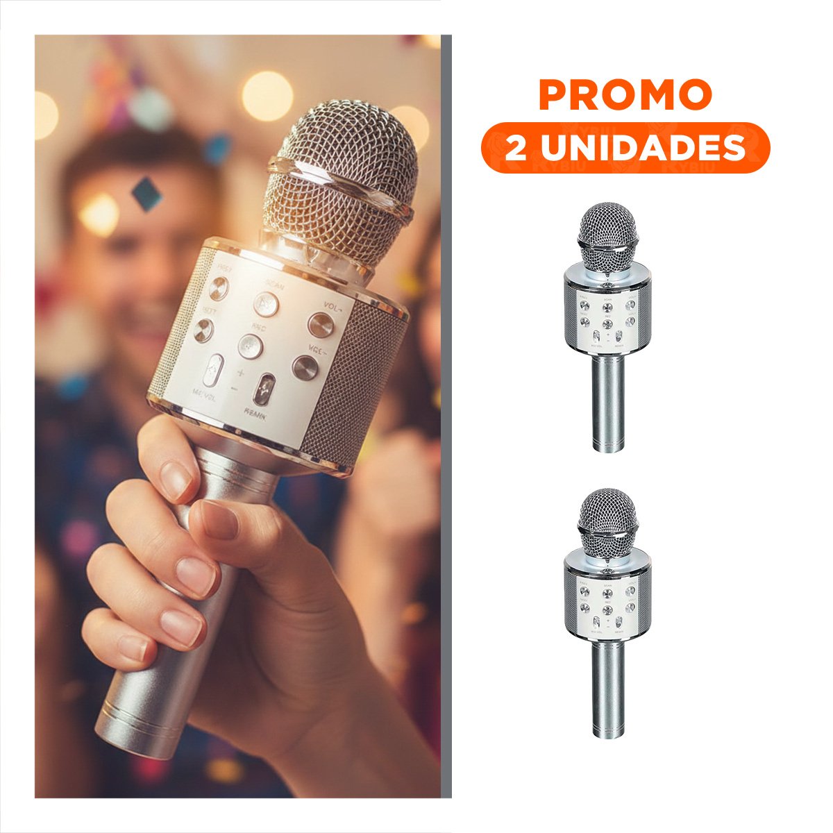 PACK2 TRANSMISOR VOCAL PORTATIL PLOMO CON BASS PROFUNDO Y REPRODUCCION Y+REGALO STICKER - 1
