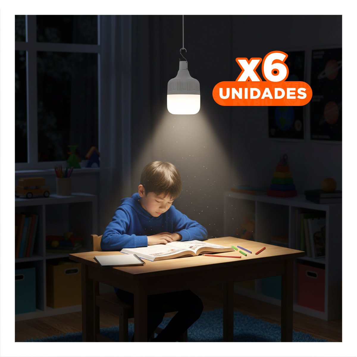 PACK6 ILUMINACION LED RECARGABLE CON LUZ BRILLANTE Y PORTATIL PARA EXTERIOR Y+REGALO STICKER - 1
