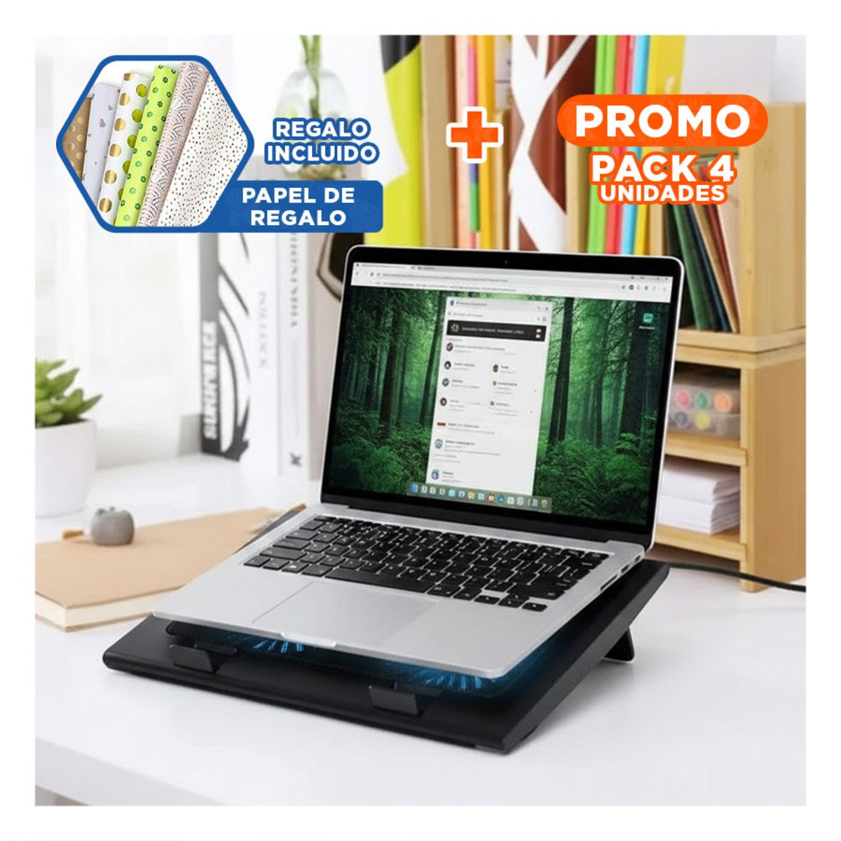 PACK4 REFRIGERADOR COMPACTO PARA LAPTOP A8 NEGRO CON FUNCION SILENCIOSA Y+PAPEL REGALO - 1